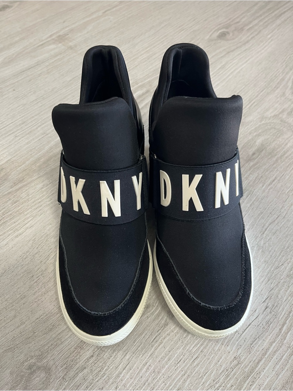 Dkny Black Slip-On Sneakers with White Logo Strap